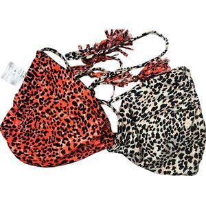 H&M Cheetah Print Orange & White Bikini Top US Size 10